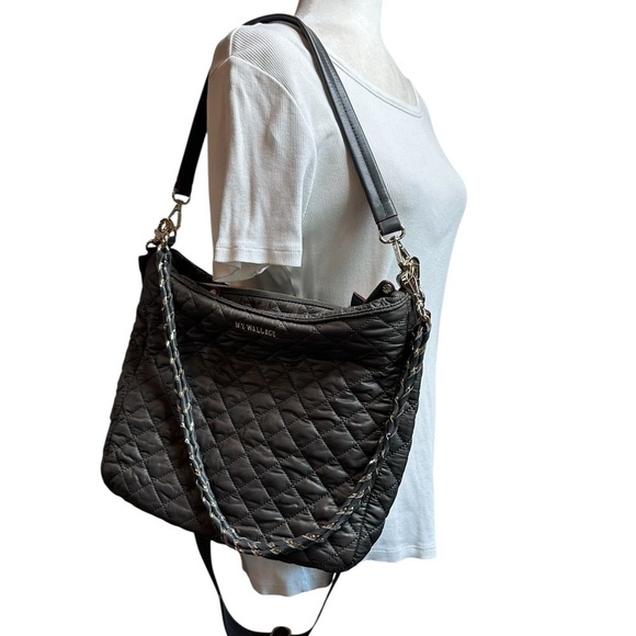 MZ Wallace Crosby Hobo Quilted Black Crossbody Bag Magnet color - Picture 7 of 7